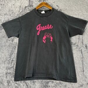 Vintage 90s Grease Movie Musical T-Shirt Black Graphic Print XL